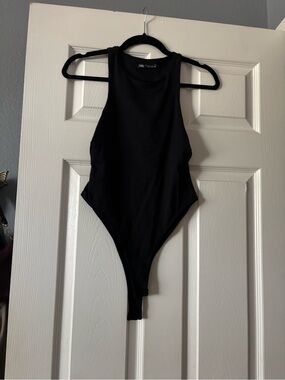 Zara Black High Neck Sleeveless Bodysuit